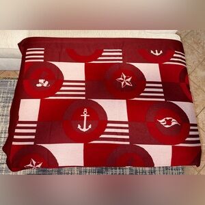 Disney Cruise Line DCL RARE Stateroom Throw Blanket Hidden Mickeys Red EUC